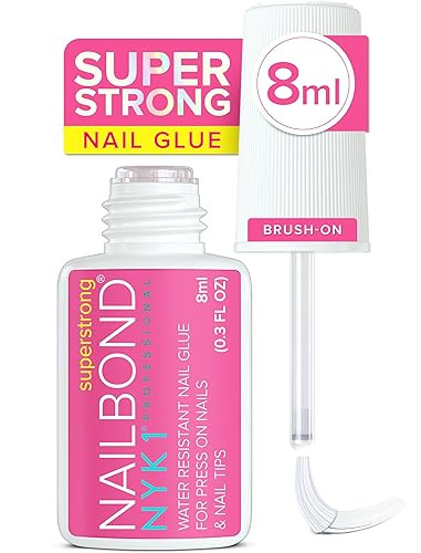 Super Strong Nail Glue for Press On Nails, Nail Tips & Acrylic Nails (8ml) NYK1 NailBond Brush On... | Amazon (US)