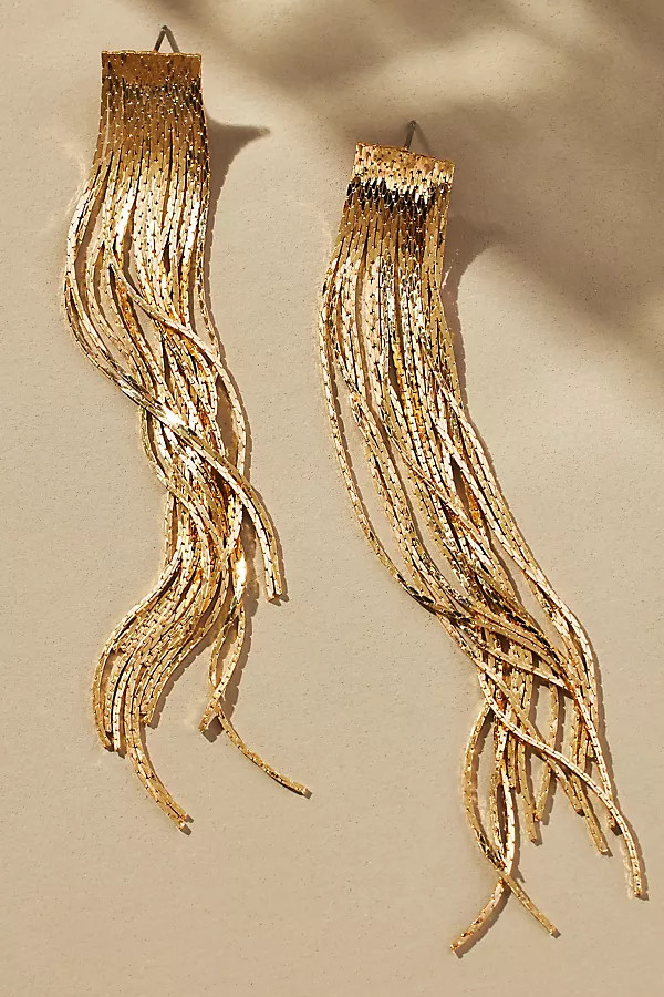 Long Fringe Earrings By By Anthropologie in Gold | Anthropologie (US)
