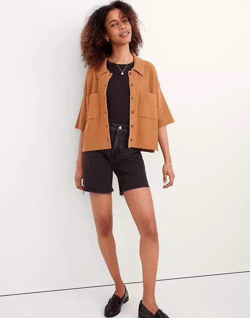 High-Rise Mid-Length Denim Shorts in Claybrook Wash | Madewell