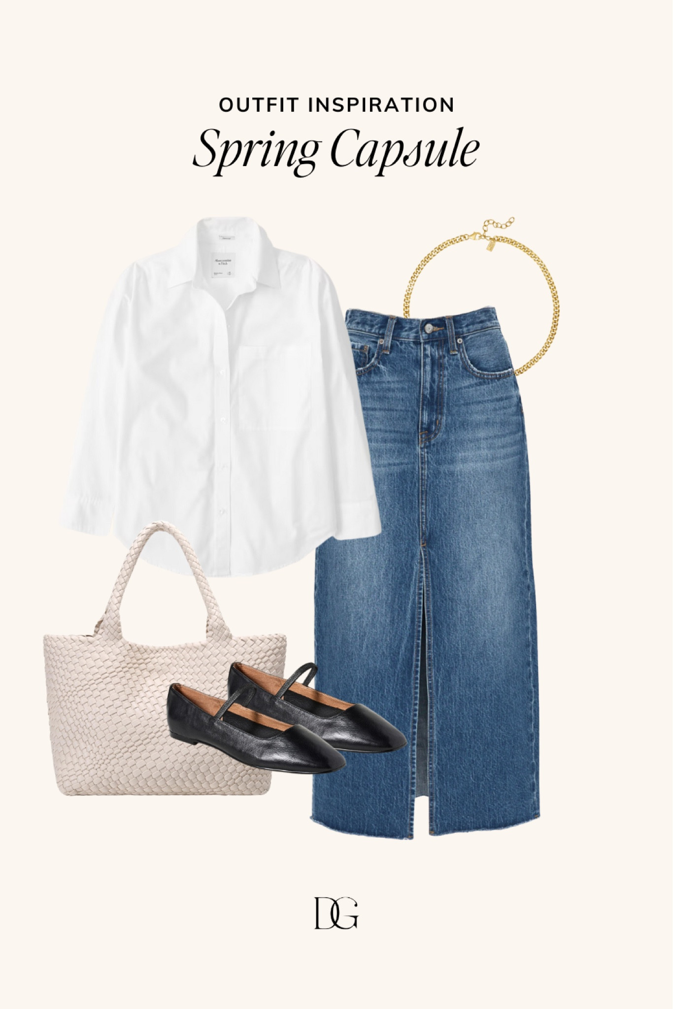 Spring Capsule Wardrobe for 2024 // Capsule wardrobe, spring outfits, spring outfit, spring staples, spring fashion, elevated spring outfit, casual spring outfit, simple spring outfit, neutral spring outfit, smart casual workwear, work outfit, casual work outfit, denim skirt outfit, ballet flats outfit 

#LTKSpringSale #LTKstyletip #LTKworkwear