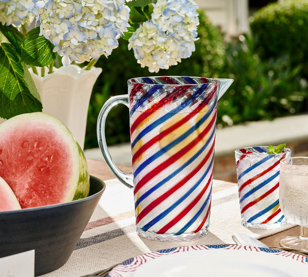Americana Stripe Outdoor Pitcher | Pottery Barn (US)