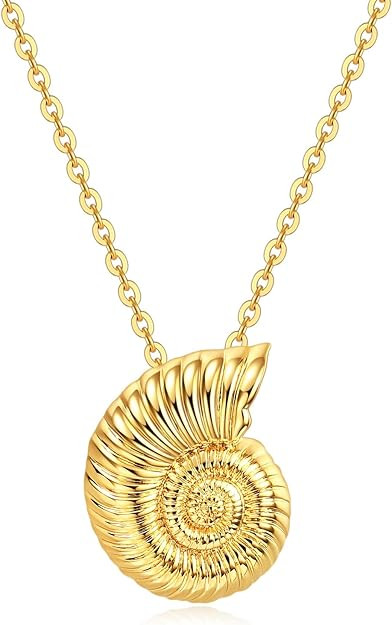 Shell Seashell Necklace for Women,Chunky 18K Gold Plated Beach Conch Shell Necklaces Gifts for Wo... | Amazon (US)