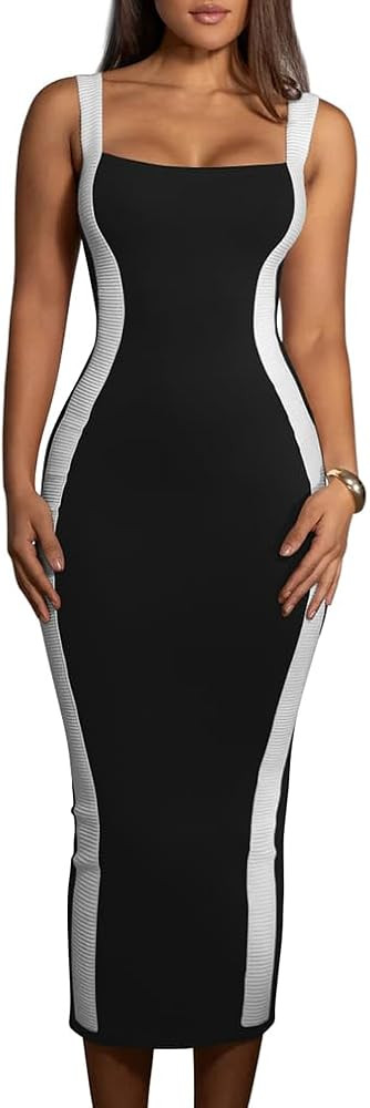 LAGSHIAN Women's Elegant Summer Casual Dresses Sleeveless Bodycon Knitted Long Tank Dress | Amazon (US)