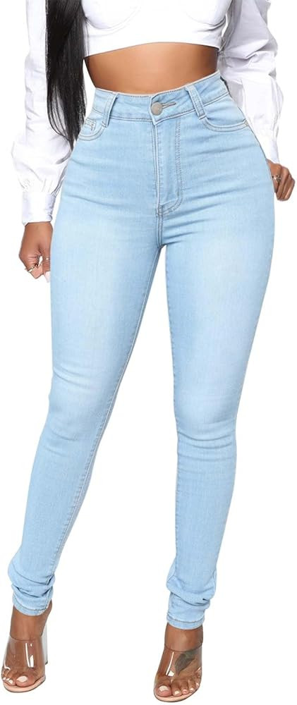 KUNMI Womens Classic High Waisted Skinny Stretch Butt Lifting Jeans Slim Fit Denim Pants | Amazon (US)