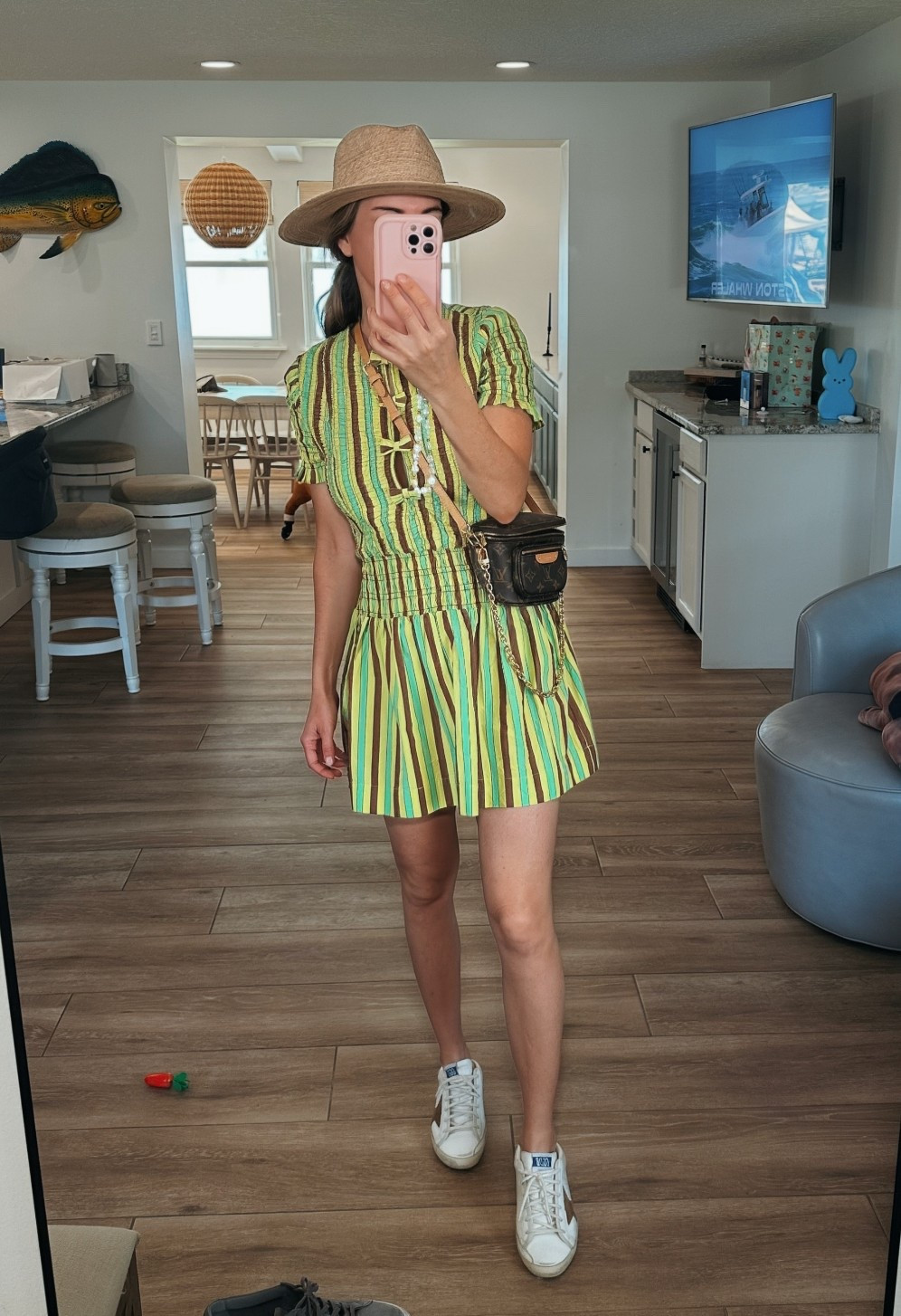 💚 cute & comfortable ✨ #dress #springoutfit #springdress #minidress #casualdress #vacay #green #golftournamentoutfit #sneakers #sunhat 

#LTKSeasonal #LTKActive #LTKootd