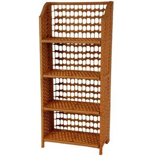 Oriental Furniture 4-Shelf Honey Natural Fiber Shelving Trunk | The Home Depot