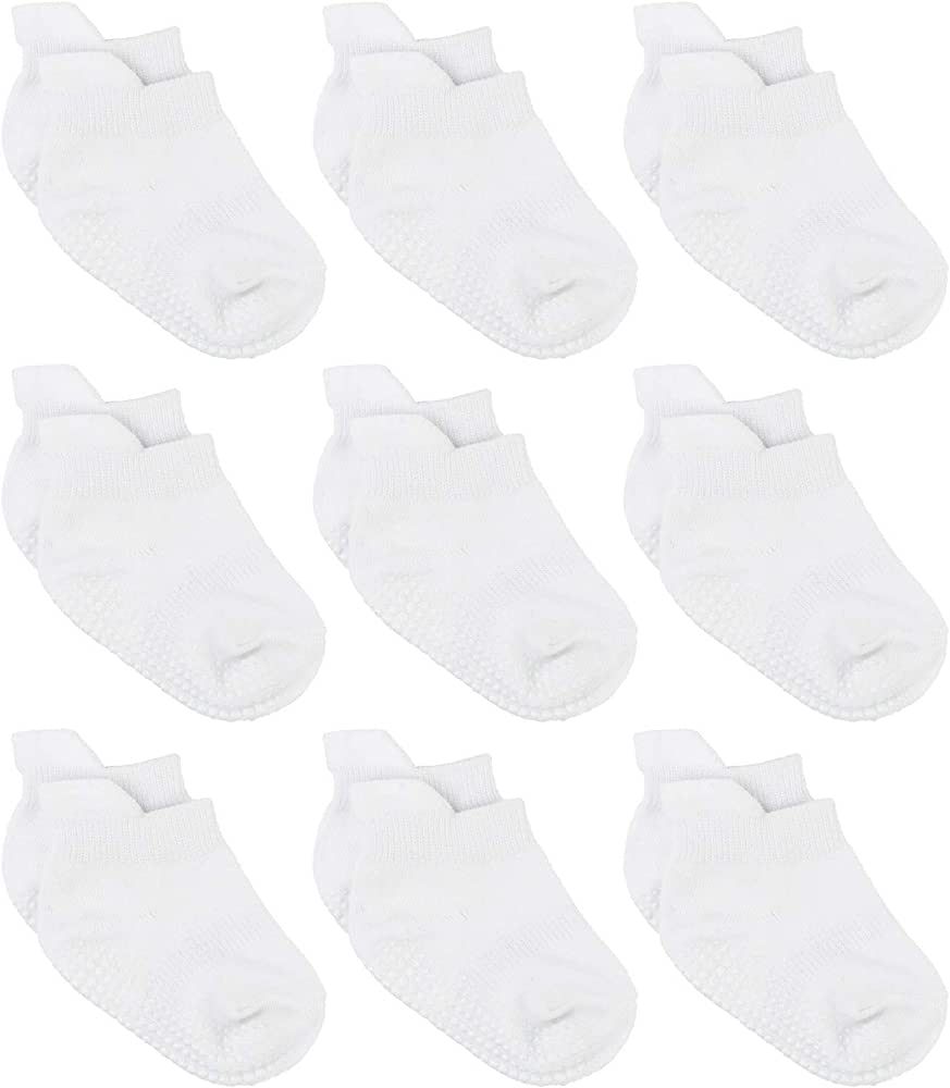 Zaples Baby Non Slip Grip Ankle Socks with Non Skid Soles for Infants Toddlers Kids Boys Girls | Amazon (US)