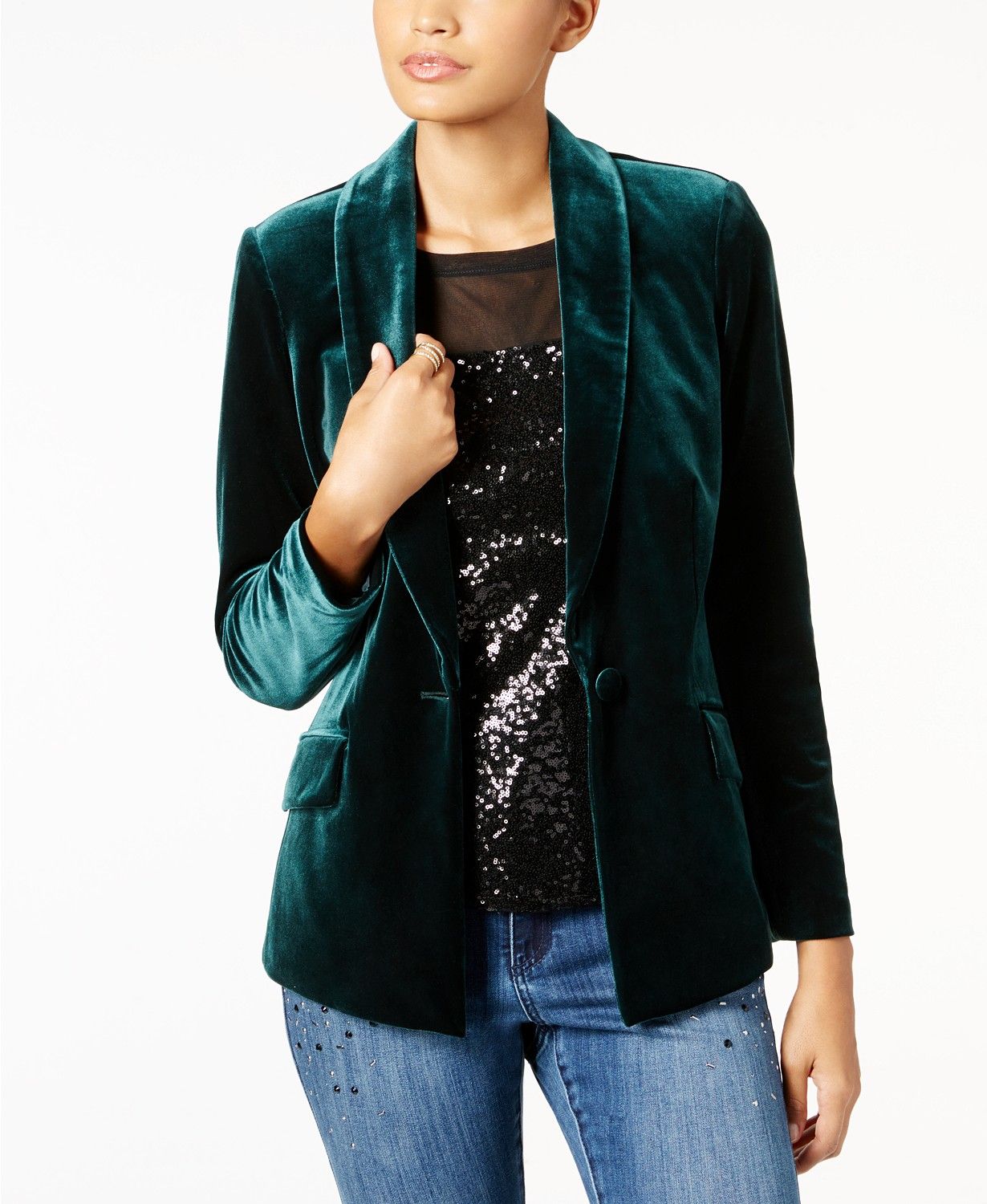 INC International Concepts Velvet Blazer, Created for Macy's & Reviews - Jackets & Blazers - Wome... | Macys (US)