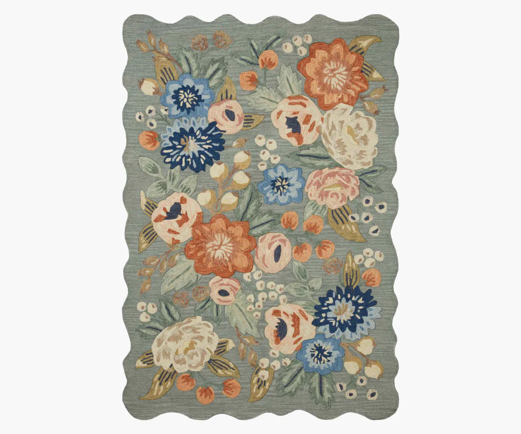 Vintage Blossoms Wool-Hooked Rug - Sage | Rifle Paper Co.