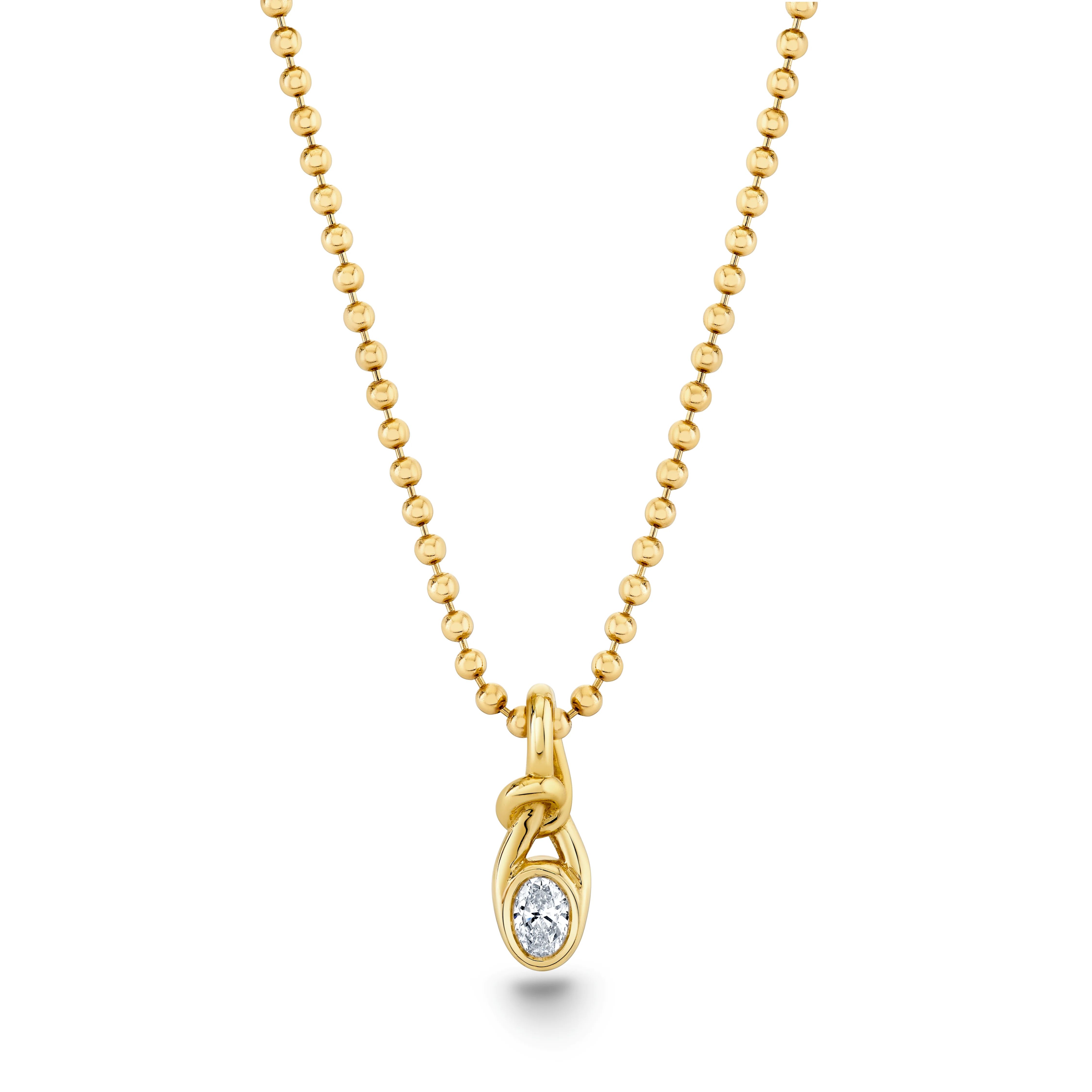 Bezel Shape Oval Knot Pendant with Ball Chain | Norman Silverman