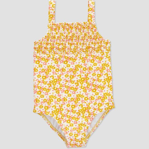 Toddler Girls' Floral Print One Piece Rash Guard - Just One You® made by carter's Yellow | Target