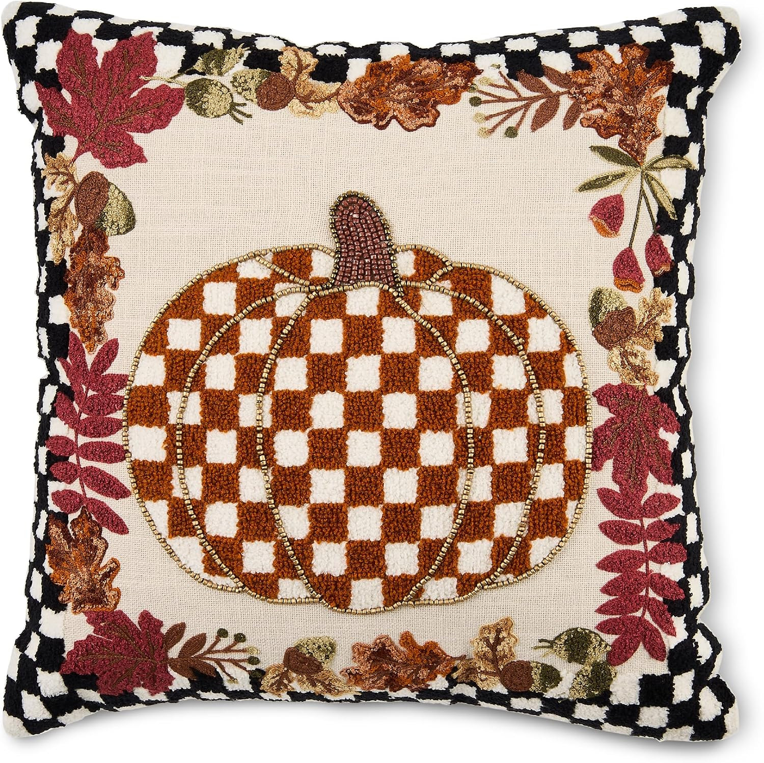 MACKENZIE-CHILDS Throw Pillow, 14x14, Check Pumpkin | Amazon (US)