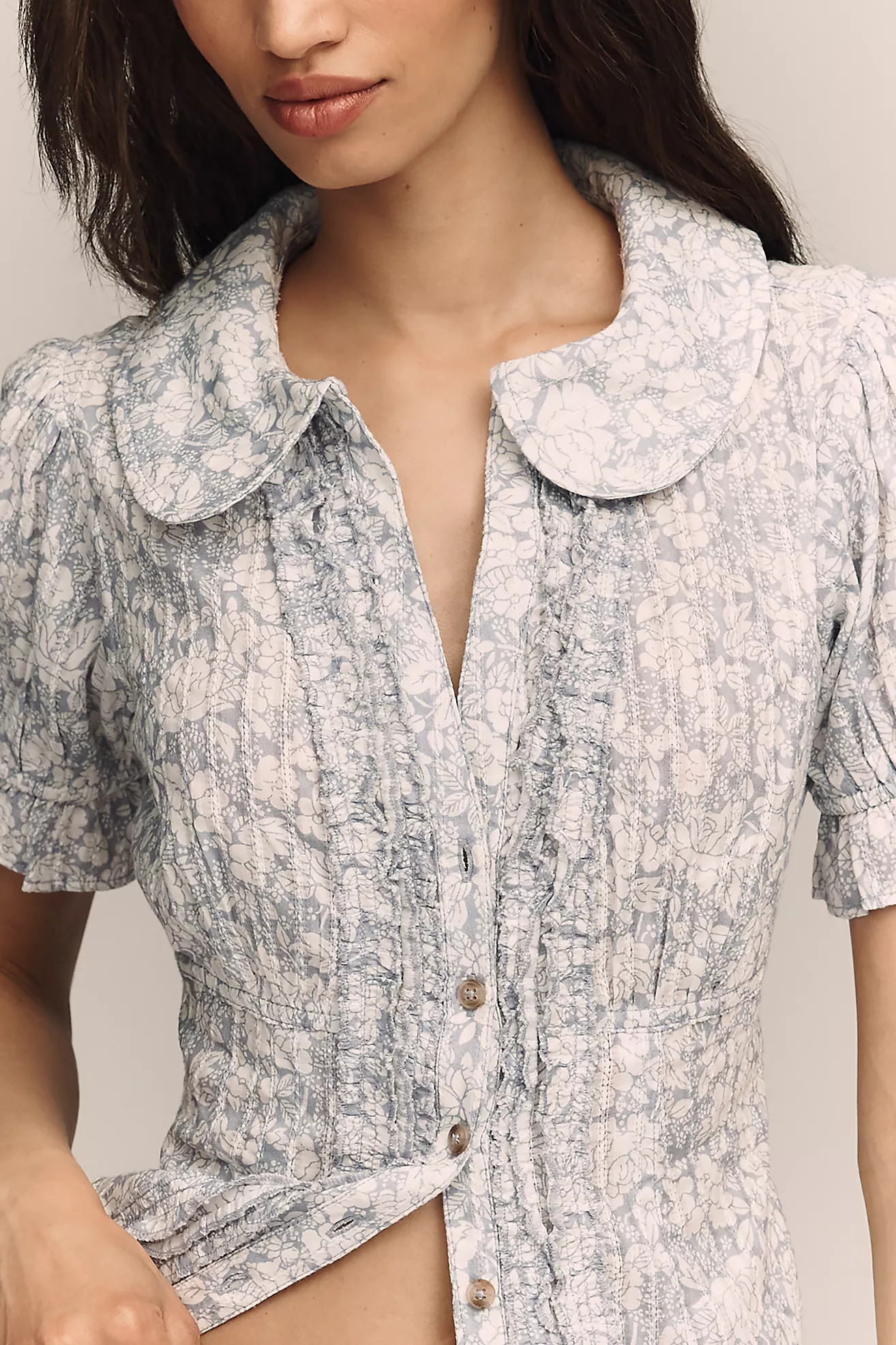 Pilcro Keira Waisted Tuxedo Blouse | Anthropologie (US)