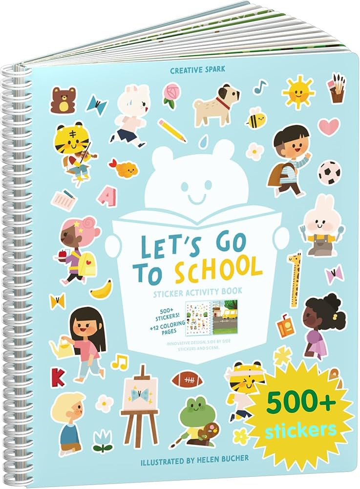 CUPKIN Sticker Book for Kids 2-4, 500+ Kids Stickers, Let's Go to School 12 Coloring Pages 12 Sid... | Amazon (US)