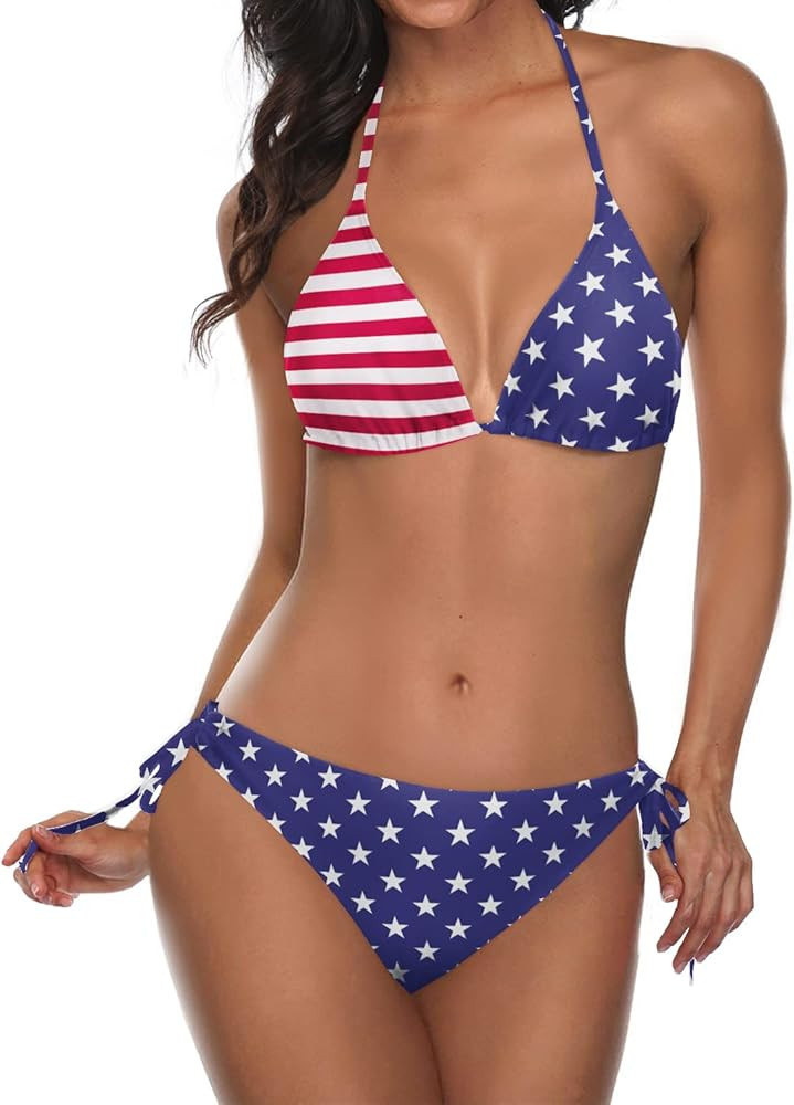 Tempt Me Women Triangle Bikini Sets Halter Two Piece Sexy Swimsuit String Tie Side Bathing Suit | Amazon (US)
