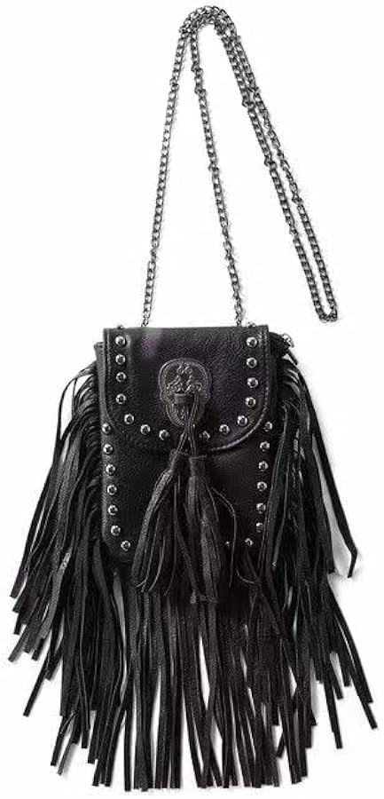 Y2K Punk Fringe Bag Novelty Tassel Gothic Western Crossbody Purse Women Sourpuss Shoulder Rocksta... | Amazon (US)