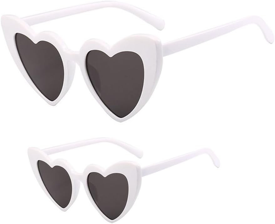 OZPYKAE 2Pcs/Set Heart Sunglasses Women and Kids,Vintage Love Heart Shaped Sunglasses Cat Eye Gla... | Amazon (US)