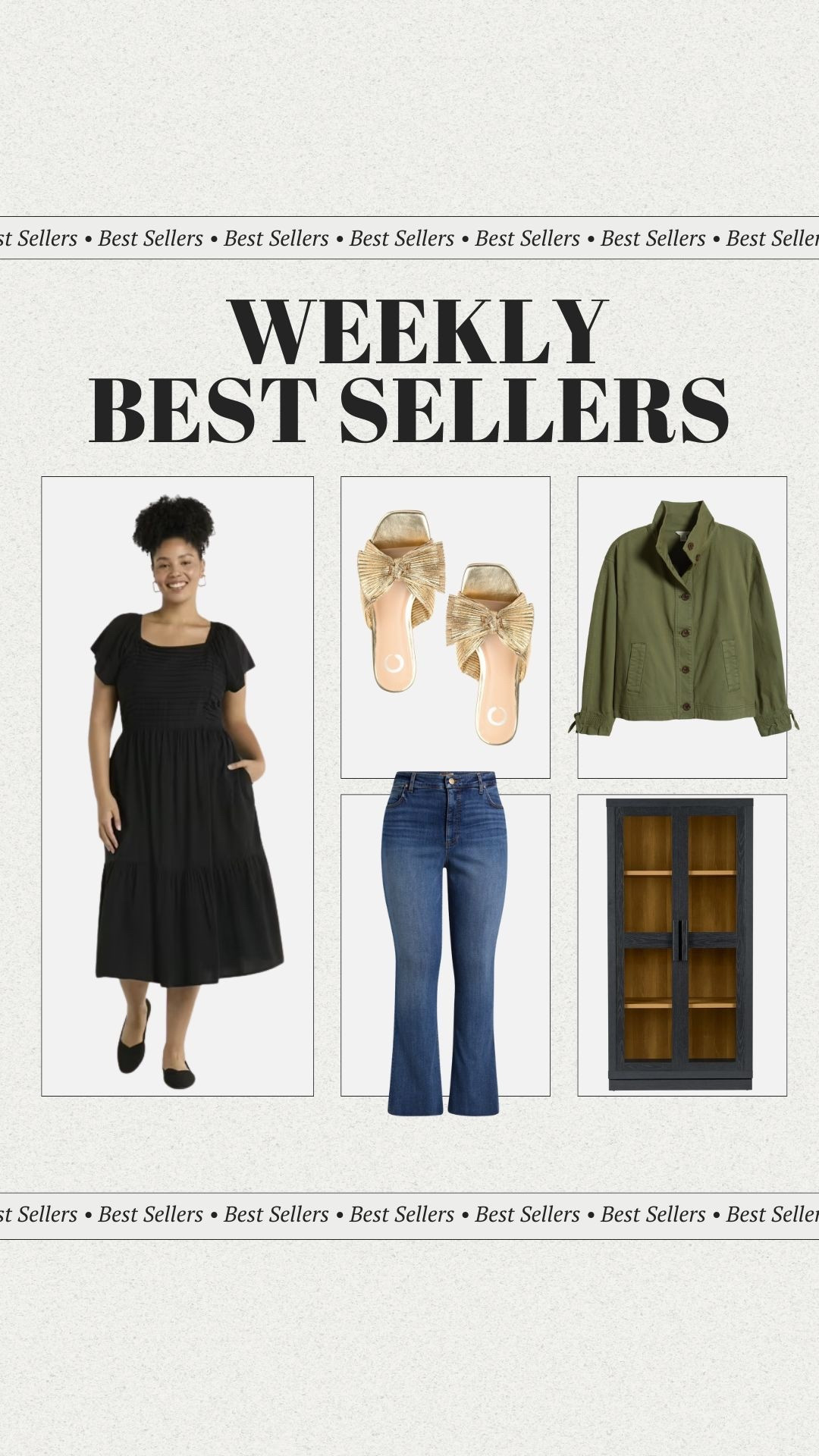 Weekly best sellers are in! I love this Walmart dress for summer and gold flats. This Nordstrom Anniversary Sale jacket is still in stock and so good! Don't miss these flare jeans and Walmart cabinet. 

#bestsellers

#LTKSeasonal #LTKFindsUnder100 #LTKStyleTip