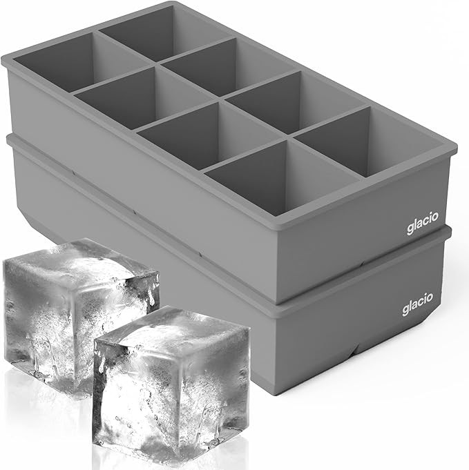 glacio Ice Cube Trays Silicone - Large Ice Tray Molds for making 8 Giant Ice Cubes for Whiskey - ... | Amazon (US)
