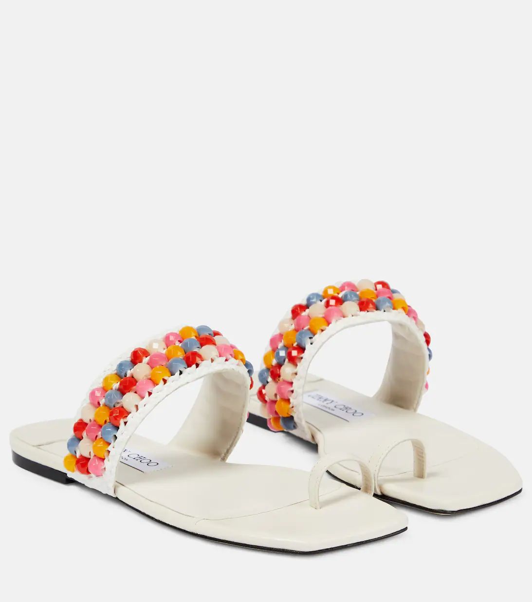 Amoure Flat embellished raffia sandals | Mytheresa (INTL)