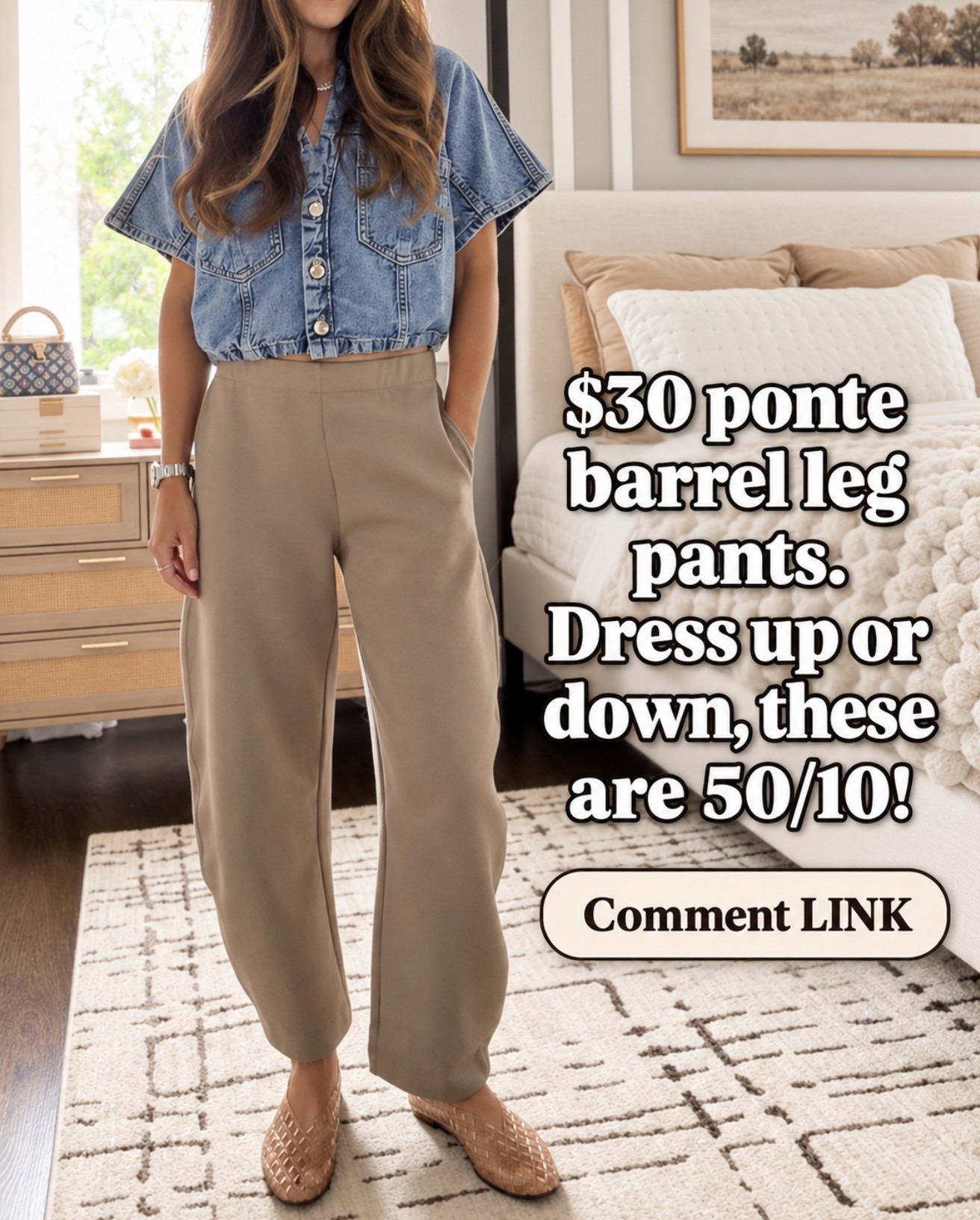 These $30 ponte barrel-leg pants are a 50/10 😍 Comfortable enough for everyday, but polished enough to dress up! Comment LINK and I’ll send them over.

#LTKOver40 #LTKootd #LTKmomlife