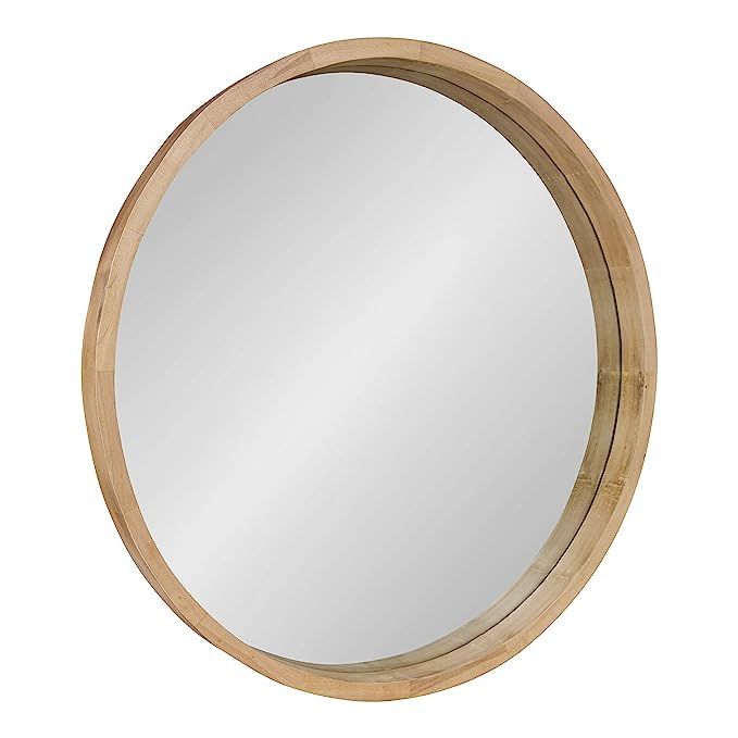 Kate and Laurel Hutton Round Decorative Large Modern Wood Frame Wall Mirror, 30 Inch Diameter, Na... | Amazon (US)