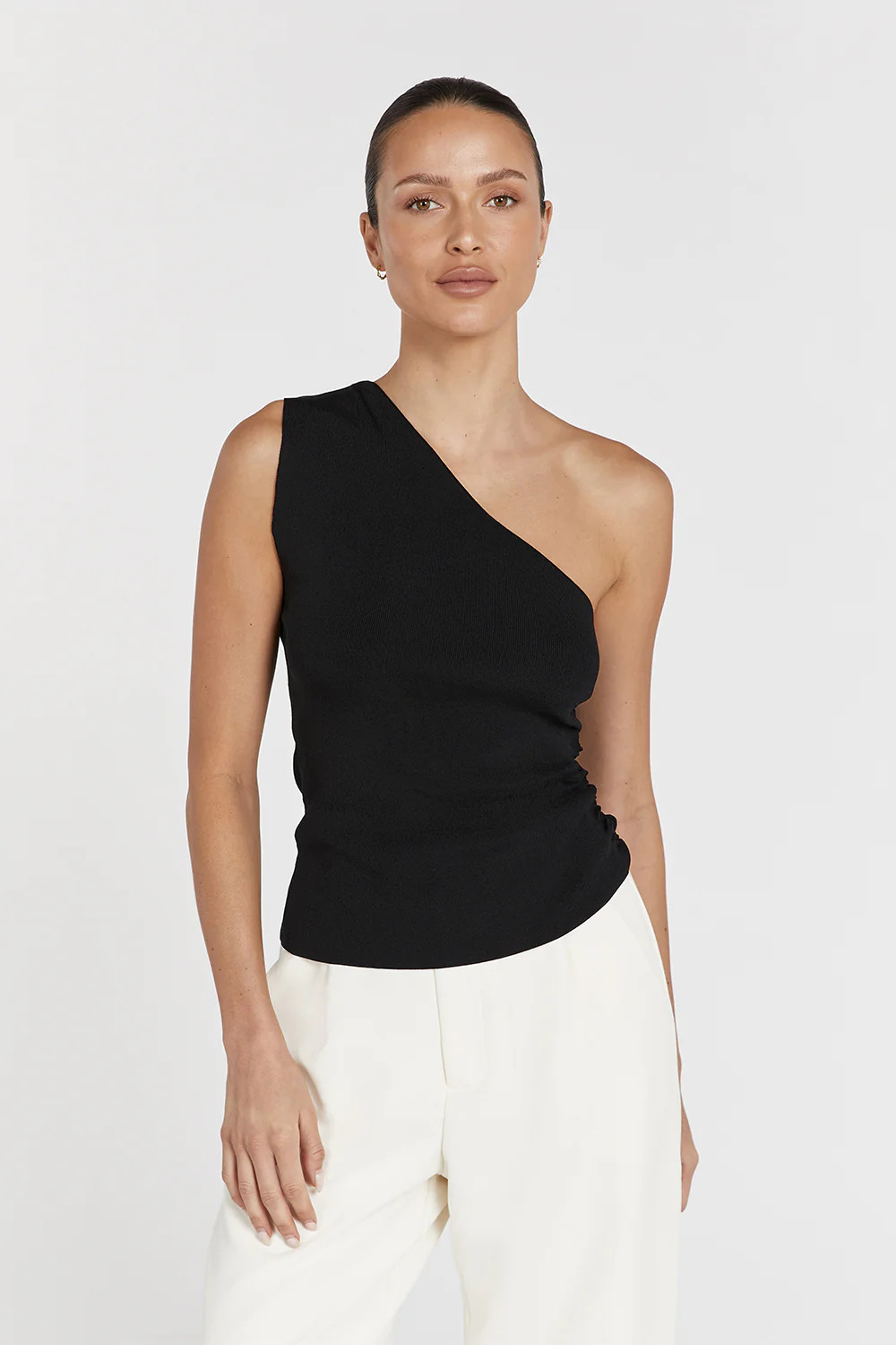 LANE BLACK ASYM KNIT TOP | DISSH