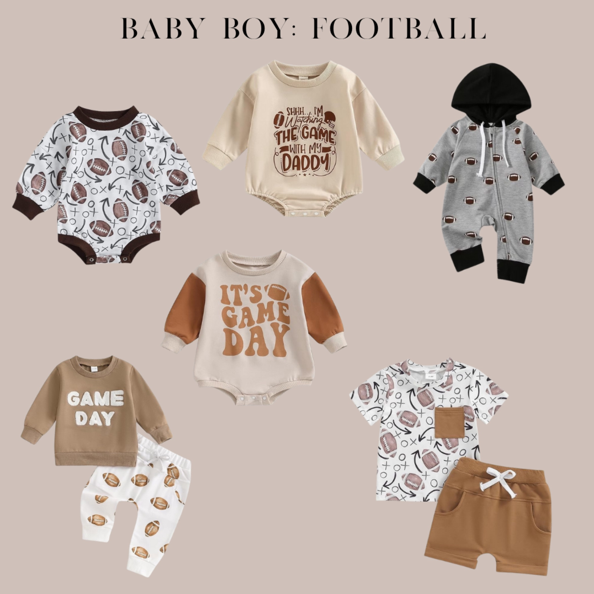 Baby boy football onesie, baby boy outfits, baby boy onesie, baby boy Amazon clothes, fall baby boy clothes 

#LTKKids #LTKBaby #LTKSeasonal