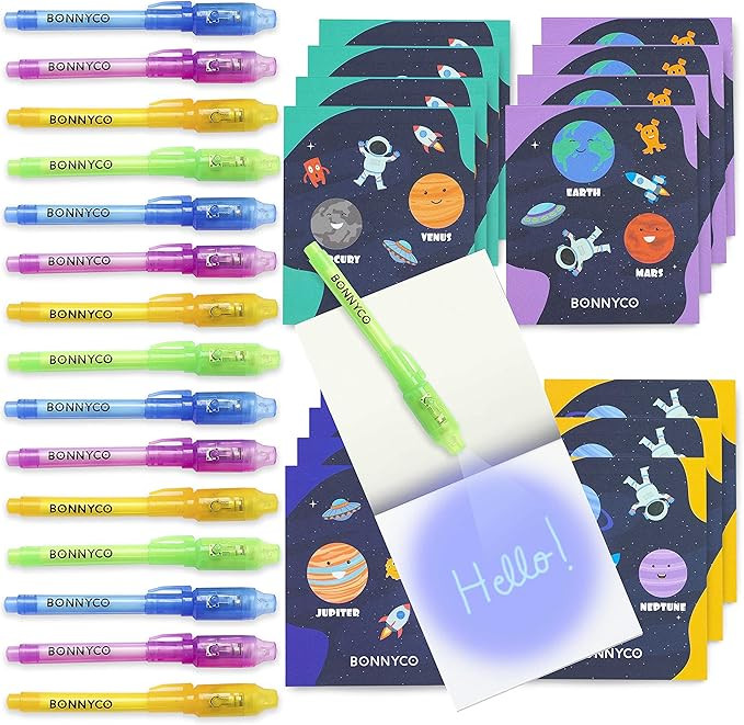 BONNYCO Invisible Ink Pen and Notebook Pack 16 Space Party Favors. Space Themed Party Favors for ... | Amazon (US)