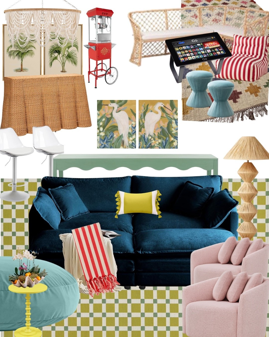 When your client asks you to turn her new beach house Airbnb into a space that screams “family movie/game night” after sun drenched days on #30A 
#homedecor 
#homestyling
#beachhouse