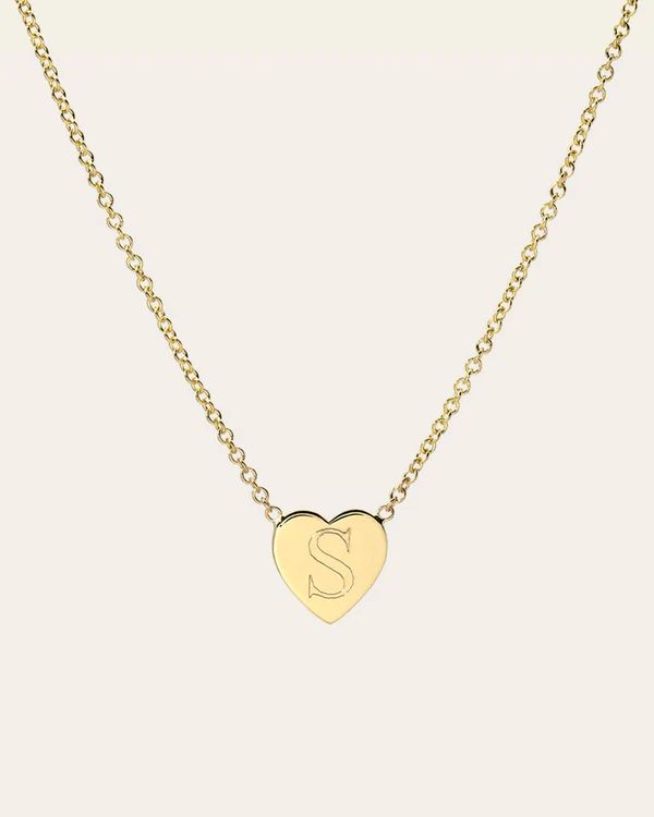 14k Gold Initial Heart Necklace | Zoe Lev Jewelry