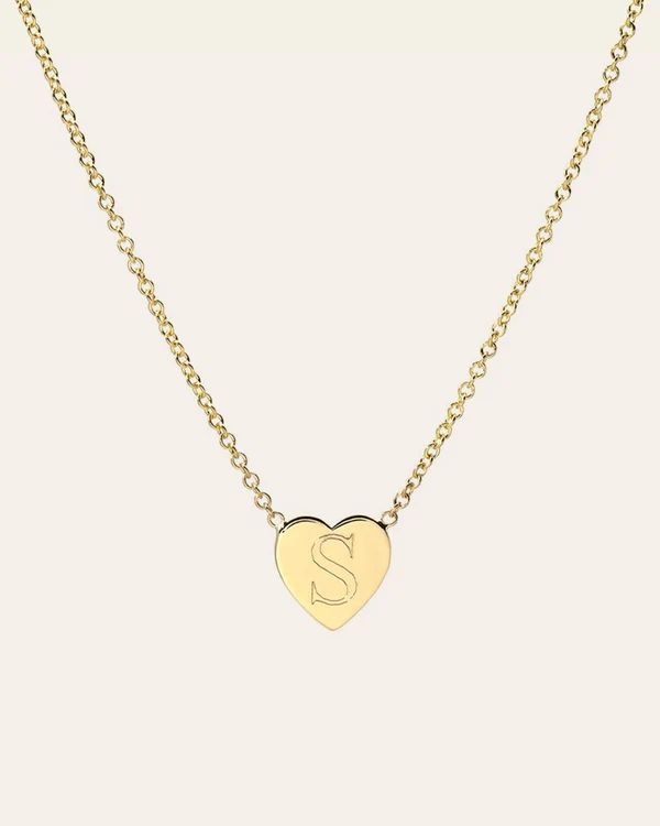14k Gold Initial Heart Necklace | Zoe Lev Jewelry