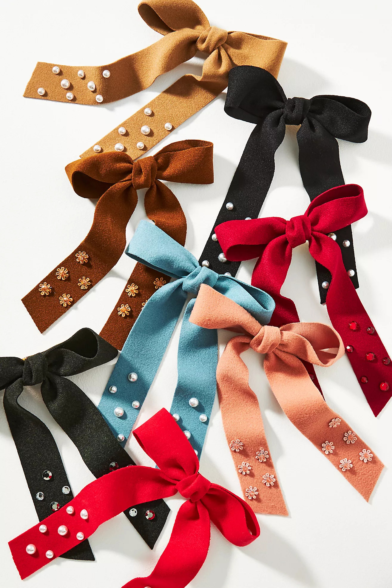 Embellished Felt Hair Bows, Set of 2 | Anthropologie (US)