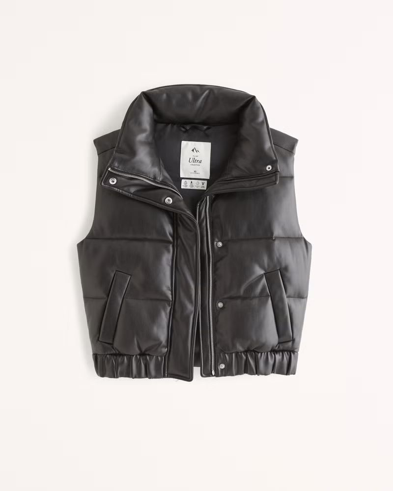 Women's Vegan Leather Ultra Puffer Vest | Women's Coats & Jackets | Abercrombie.com | Abercrombie & Fitch (US)