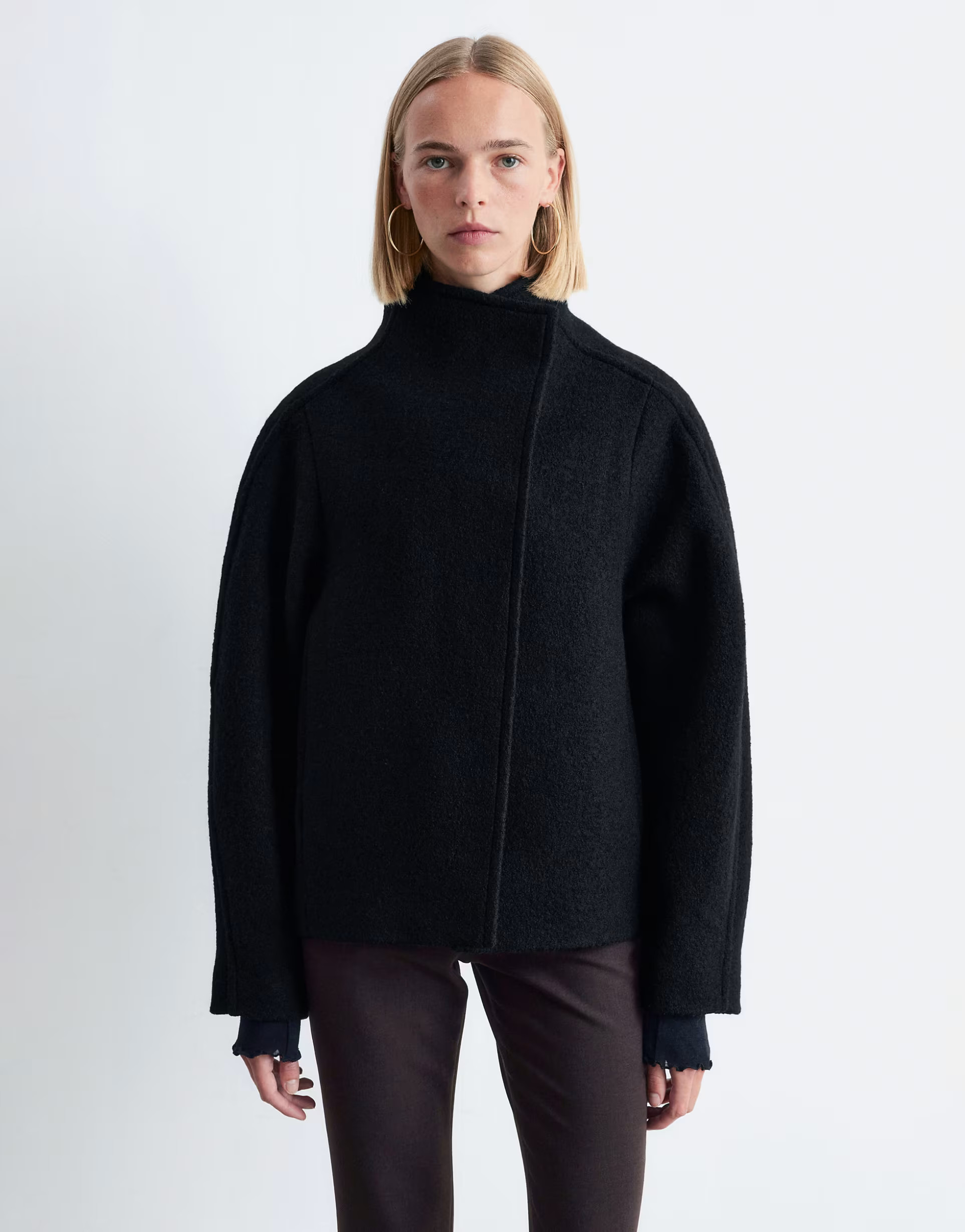 & Other Stories wool mock neck short jacket in black | ASOS (Global)