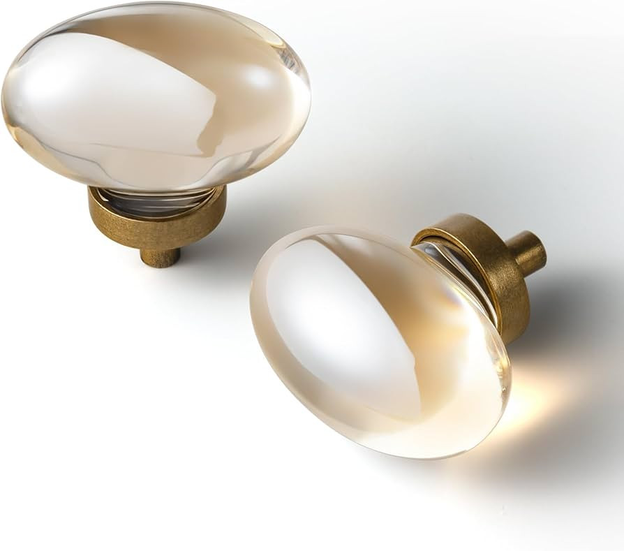 Goo-Ki Champagne Crystal Cabinet Handls-Zinc Alloy Base with Acrylic Drawer Knobs,6 Pack | Amazon (US)