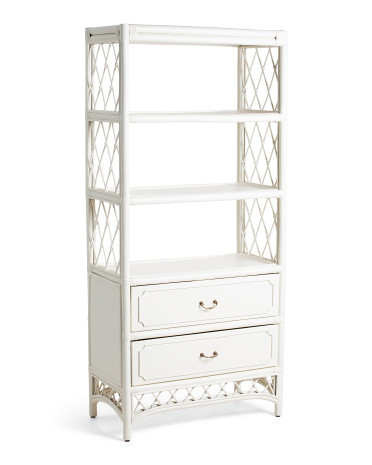 32x70 Rattan Bookshelf With Storage Drawers | Marshalls