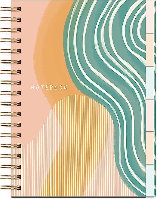 Studio Oh! Medium Tabbed Spiral Notebook Water's Edge - 6.75” × 8.25” - 192 Lined Pages with... | Amazon (US)