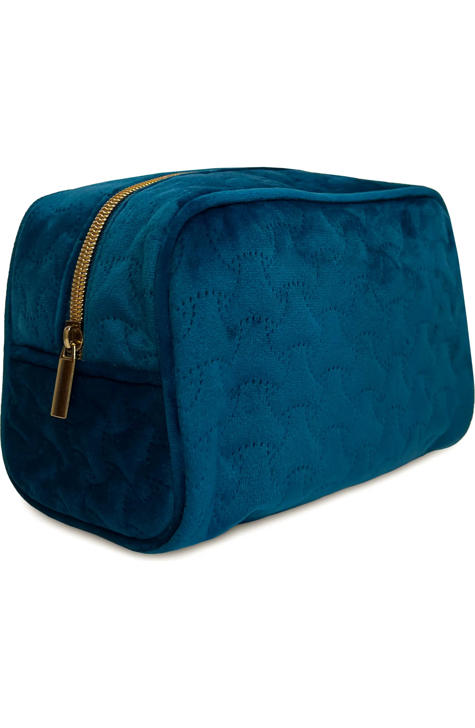 The Riviera Velvet Cosmetic Case - Teal Blue | Nordstrom