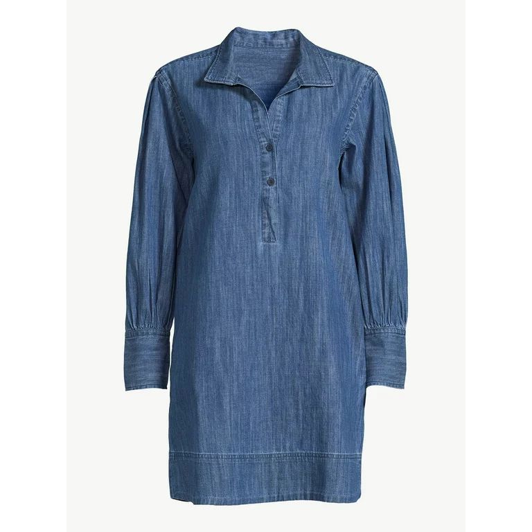 Free Assembly Women's Shift Mini Dress with Blouson Sleeves - Walmart.com | Walmart (US)