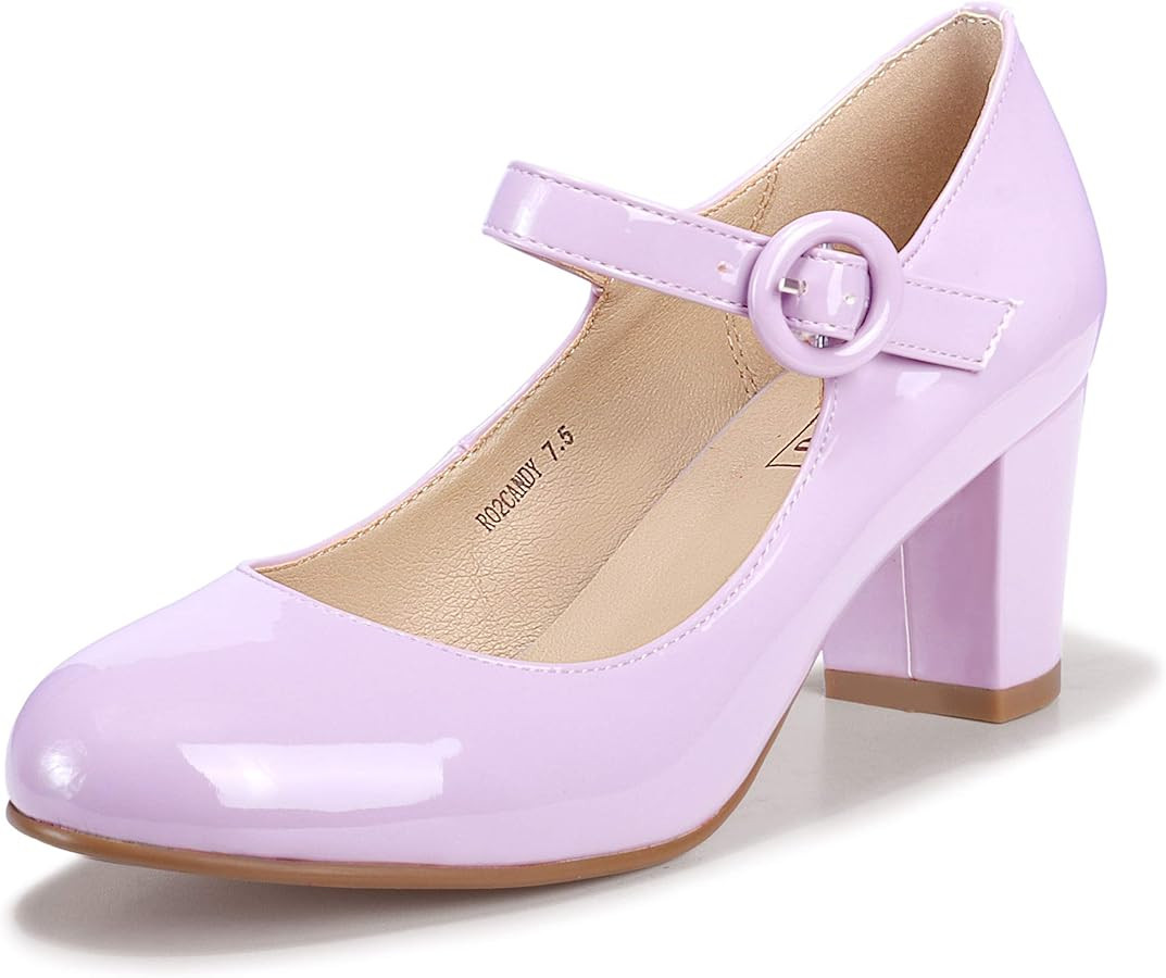 IDIFU Women's Candy Dress Mary Jane Shoes Low Block Heels Closed Round Toe Office Work Church Wed... | Amazon (US)