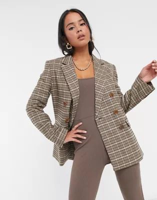 & Other Stories check double breasted blazer in beige | ASOS (Global)