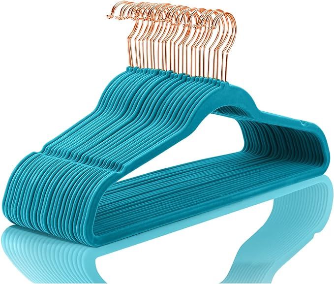 Premium Velvet Hangers (Pack of 50) Heavyduty - Non Slip - Velvet Suit Hangers Teal/Turquoise - C... | Amazon (US)