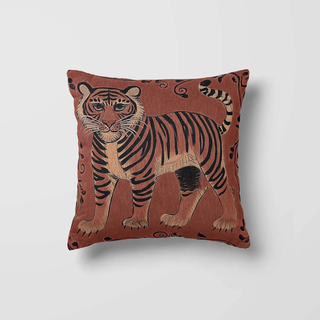 Tiger Woven Pillow, Jacquard Woven Tiger, Tiger Cushion - Etsy Canada | Etsy (US)