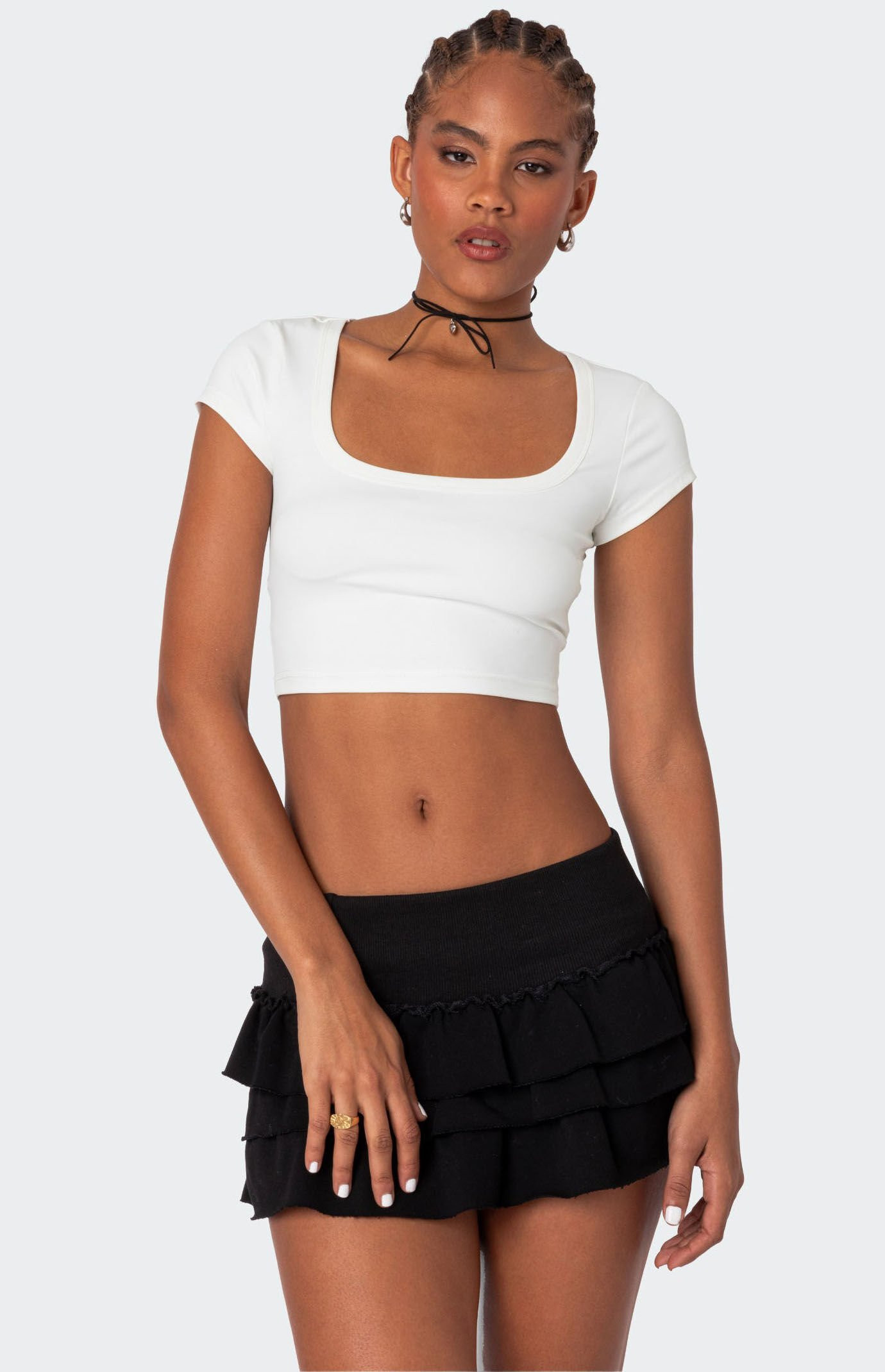 Edikted Women's Ricki Cropped T-Shirt in White - Size XS | PacSun