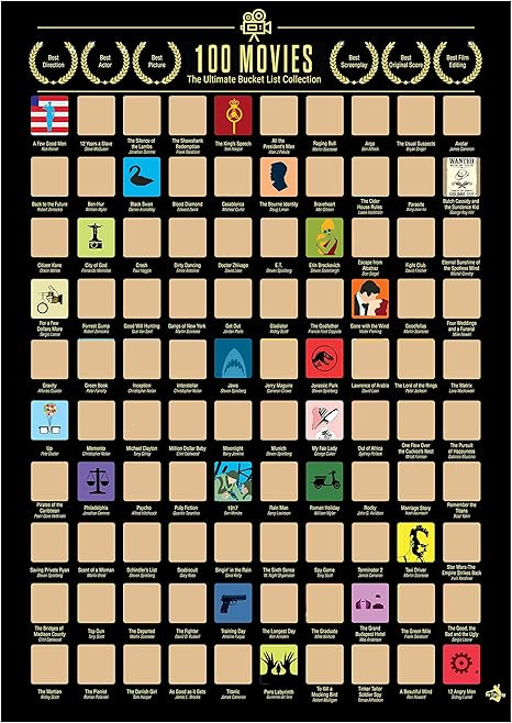 100 Movies Scratch Off Poster - Top Movie Bucket List Poster with Scratching Tool - Movie Scratch... | Amazon (US)