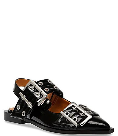 Steve Madden Graya Patent Oversized Buckle Slingback Flats - 6.5 | Dillard's