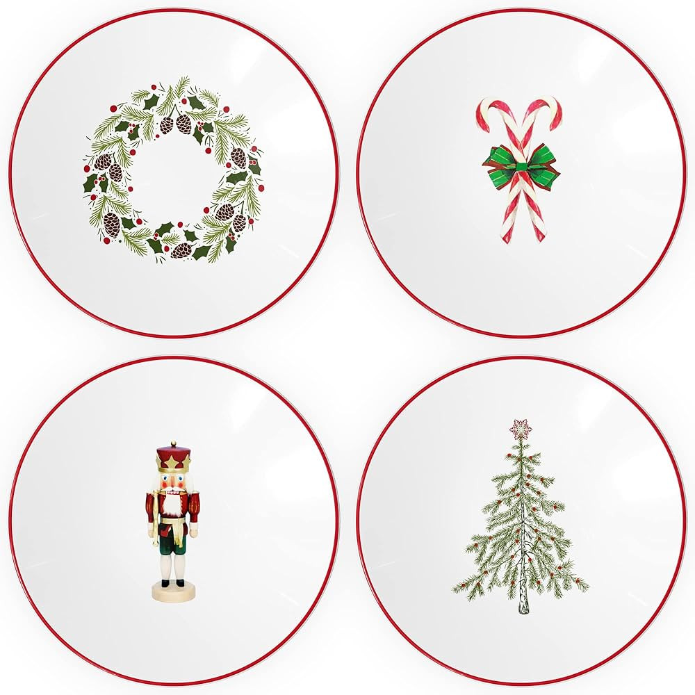 American Atelier Holiday Plates | Set of 4 | Dessert, Appetizer, or Salad Plates | Christmas Them... | Amazon (US)