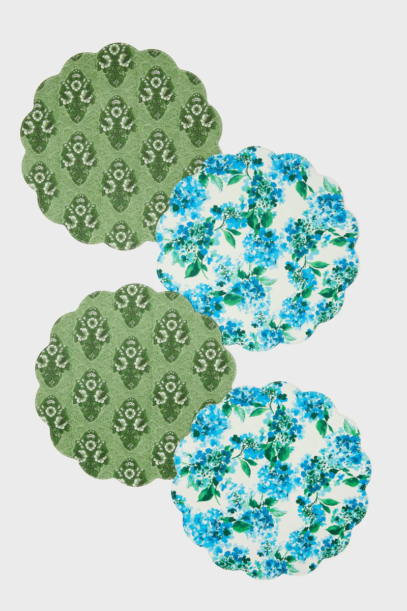 Ivy Sonata and Hydrangea Reversible Wipeable Placemats Set of 4 | Tuckernuck (US)