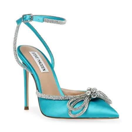 Steve Madden Viable Blue Pointed Toe Stiletto Strapped Rhinestones Heeled Pump (9.5 BLUE) | Walmart (US)